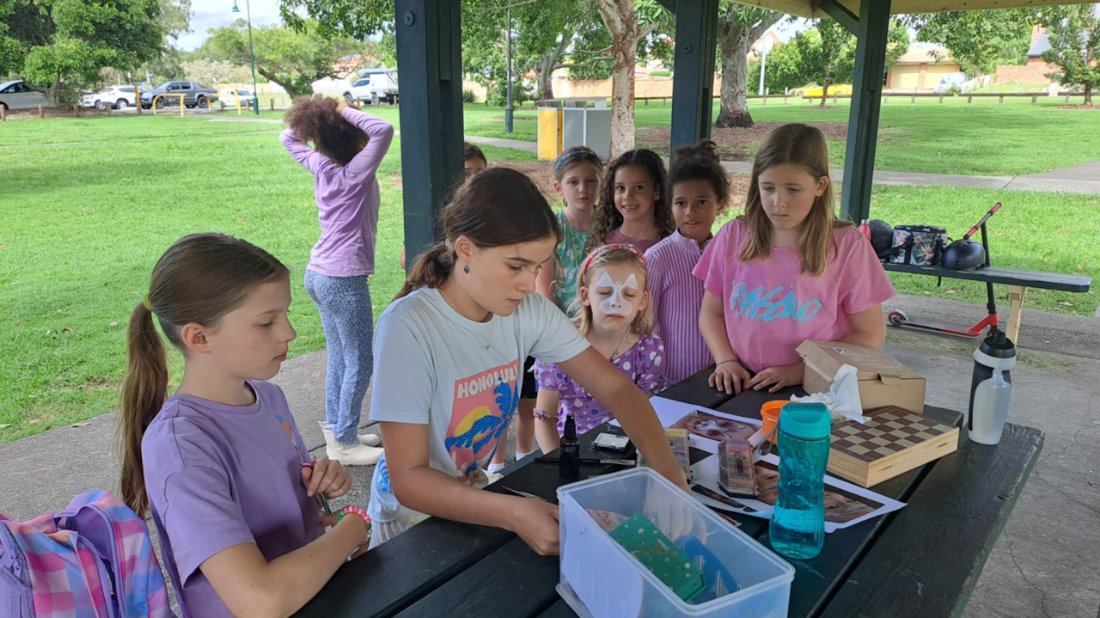 Face painting at a birthday party